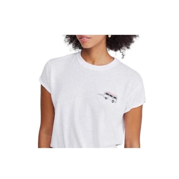 We The Free Short Sleeve White T-shirt Top XS X Small Bus Embroidery - Picture 2 of 5